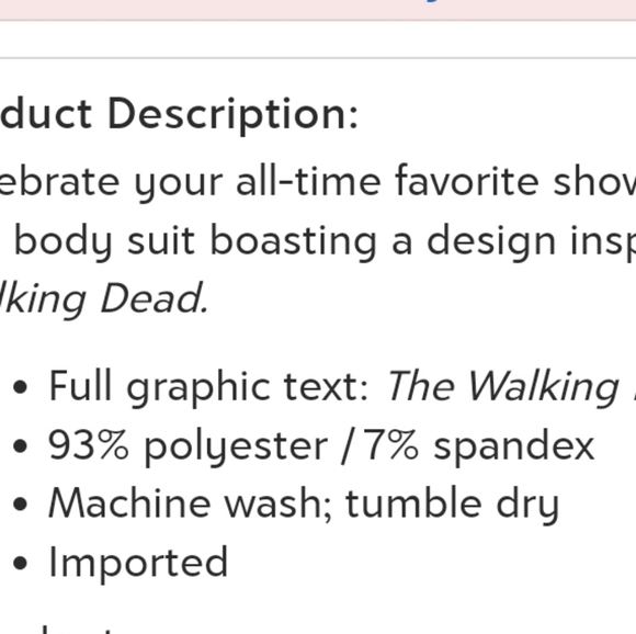 'The Walking Dead' graphic print bodysuit Lg. zombies skulls skeletons Ghouls - Picture 3 of 9